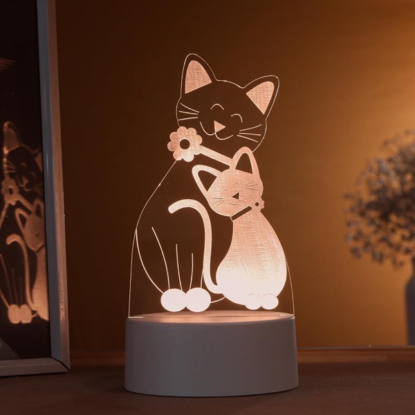 Luminária Gatos Abraçados 3D